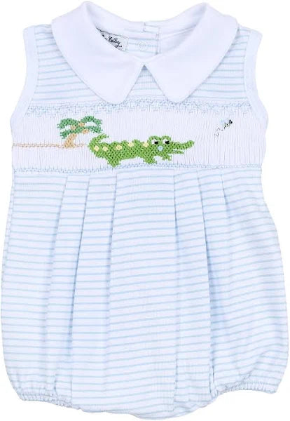 Alligator Smocked Sleeveless Bubble