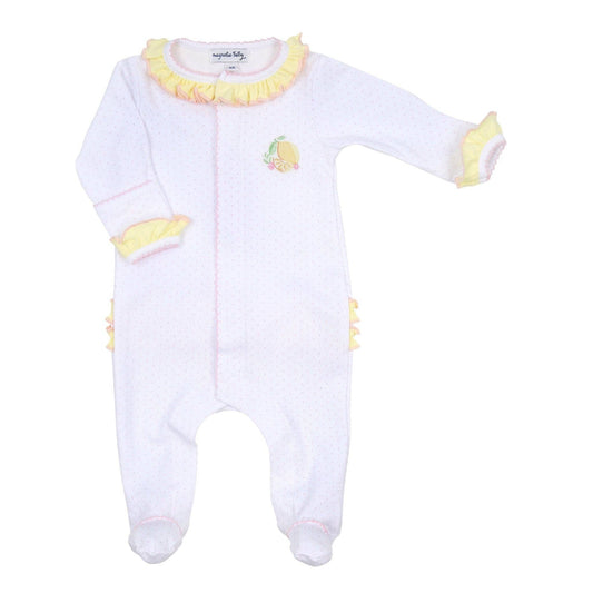 Fresh Lemons Embroidered Ruffle Footie