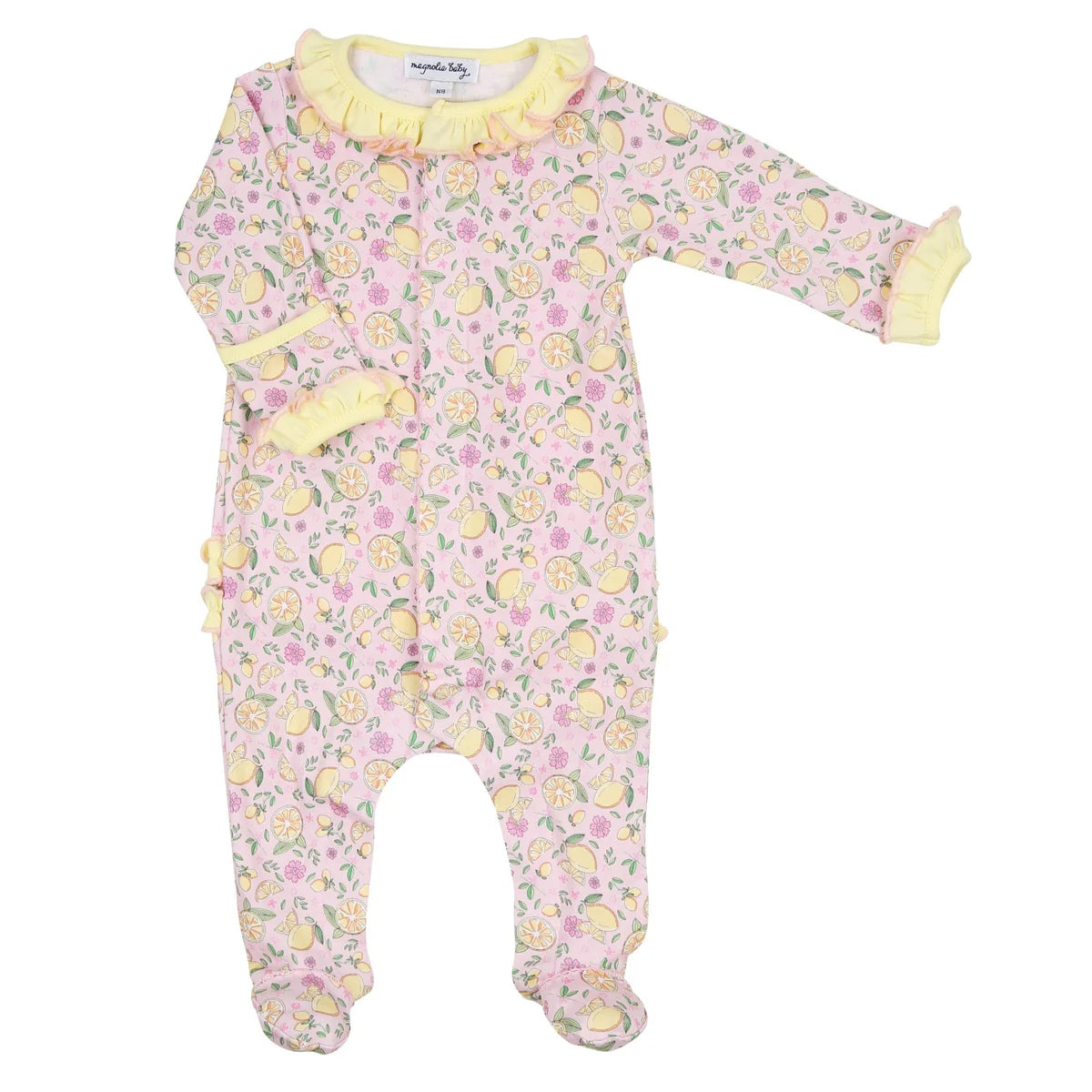 Fresh Lemons Print Ruffle Footie - Magnolia Baby