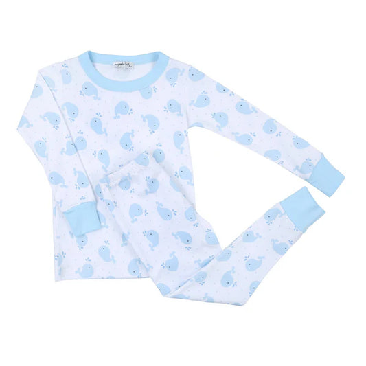 Sweet Whales Blue Long Pajamas