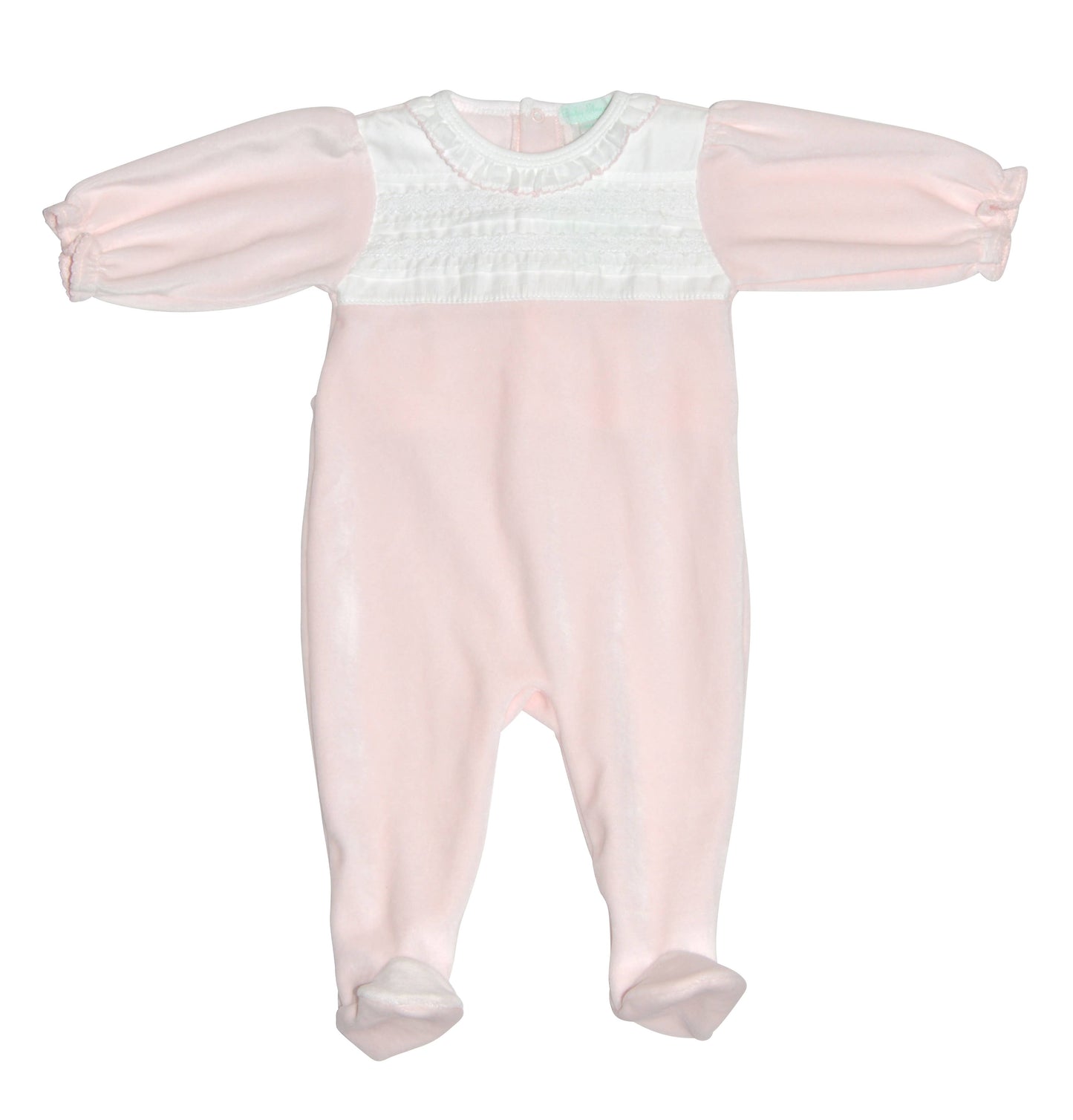 Baby Girl's Pink Velour Lace Footie