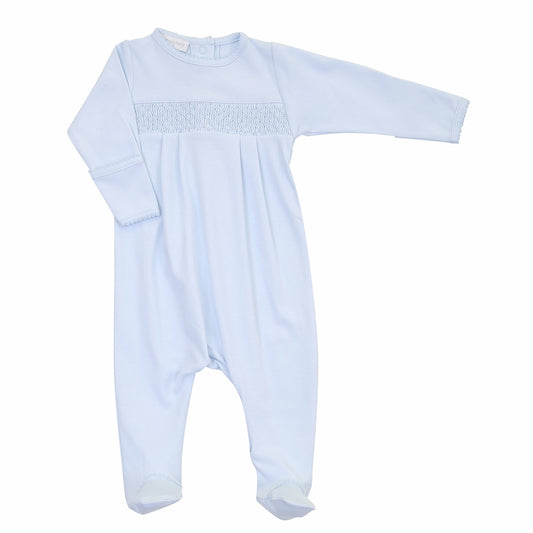 Solid Blue Smocked Footie