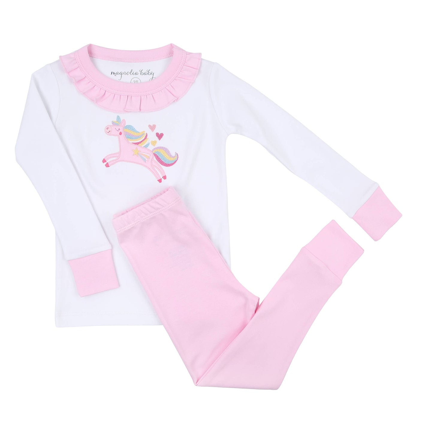 Believe in Magic Combo Pink Ruffle Toddler Long Pajamas