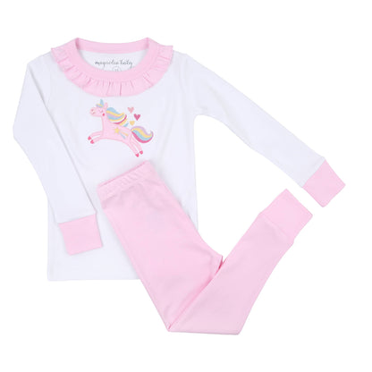 Believe in Magic Combo Pink Ruffle Toddler Long Pajamas