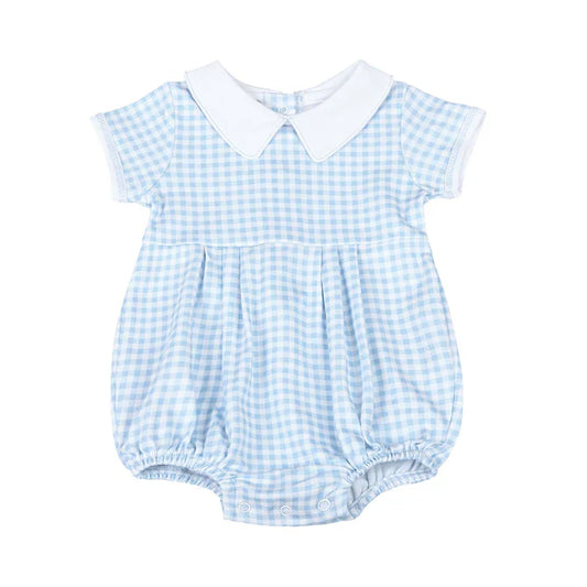 Mini Checks Blue Short Sleeve Boy Bubble